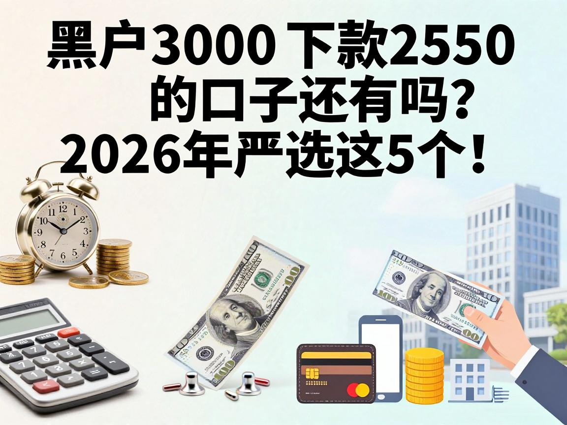 黑户3000下款2550的口子还有吗？2026年严选这5个！