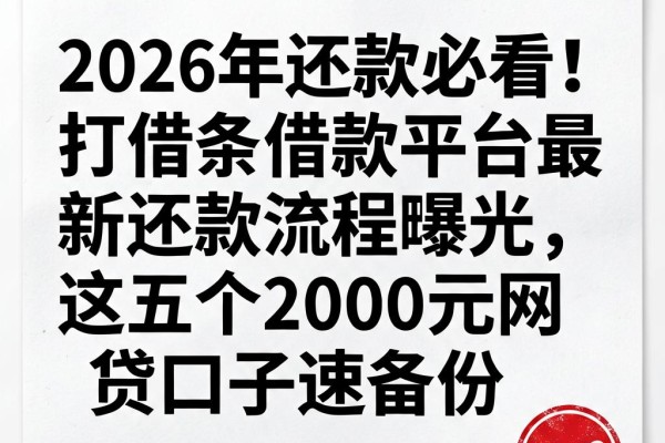 2026年还款必看！打借条借款平台最新还款流程曝光，这五个2000元网贷口子速备份