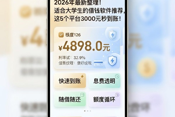 2026年最新整理！适合大学生的借钱软件推荐，这5个平台3000元秒到账