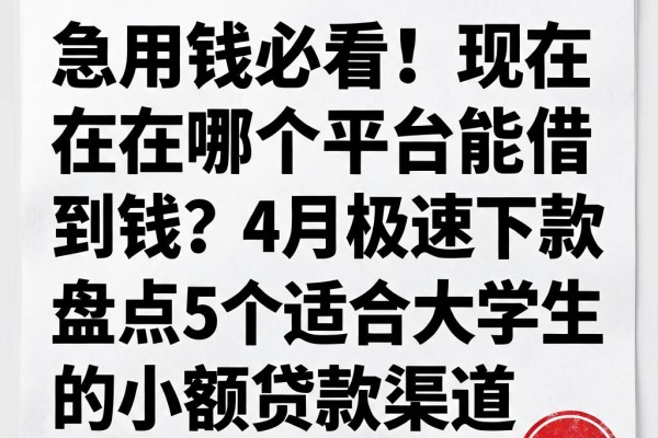 急用钱必看！现在在哪个平台能借到钱？4月极速下款指南，盘点5个适合大学生的小额贷款渠道