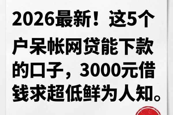 2026最新！这5个黑户呆帐网贷能下款的口子，3000元借钱要求超低鲜为人知