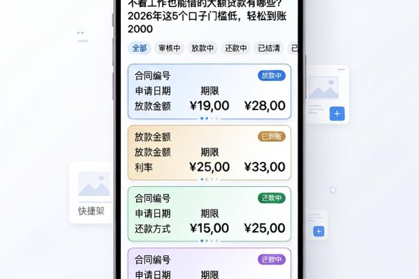 不看工作也能借的大额贷款有哪些？2026年这5个口子门槛低，轻松到账2000