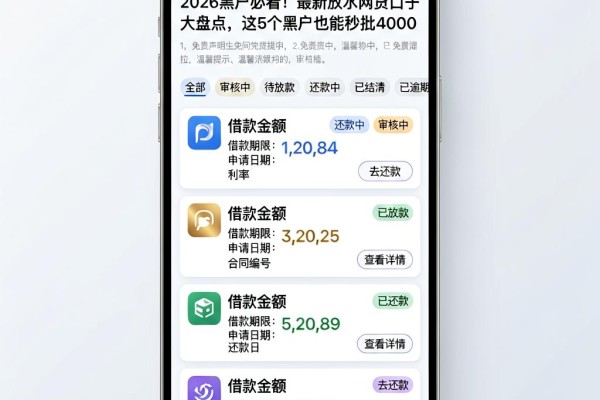 2026黑户必看！最新放水网贷口子大盘点，这5个黑户也能秒批4000