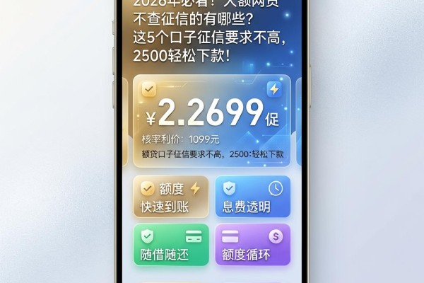 2026年必看！大额网贷不查征信的有哪些？这5个口子征信要求不高，2500轻松下款