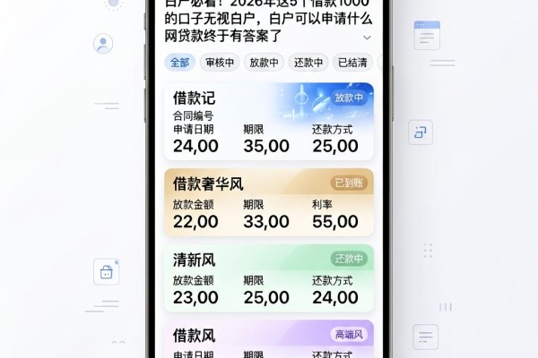 白户必看！2026年这5个借款1000的口子无视白户，白户可以申请什么网贷款终于有答案了