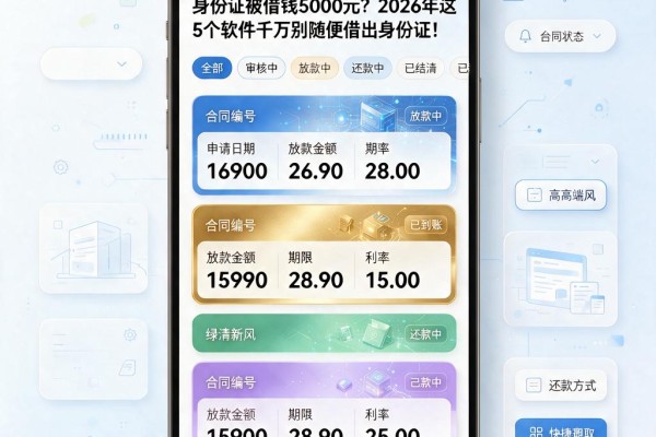 身份证被借钱5000元？2026年这5个软件千万别随便借出身份证！