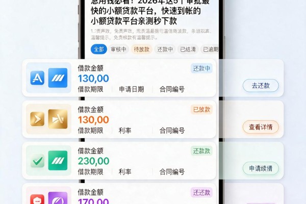急用钱必看！2026年这5个审批最快的小额贷款平台，快速到帐的小额贷款平台亲测秒下款