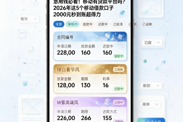 急用钱必看！移动有贷款平台吗？2026年这5个移动借款口子2000元秒到账超得力