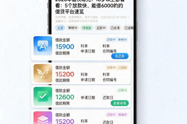 2026年首次曝光！18岁以上必看：5个放款快、能借6000的借贷平台速览