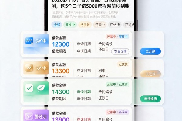 2026必下款！百分百黑户贷款app实测，这5个口子借5000流程超简秒到账