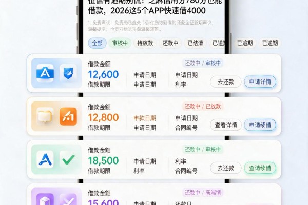 征信有逾期别慌！芝麻信用分780分也能借款，2026这5个APP快速借4000