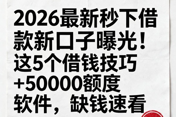 2026最新秒下借款新口子曝光！这5个借钱技巧+50000额度软件，缺钱速看