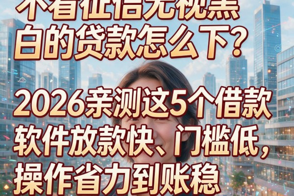 不看征信无视黑白的贷款怎么下？2026亲测这5个借款软件放款快、门槛低，操作省力到账稳