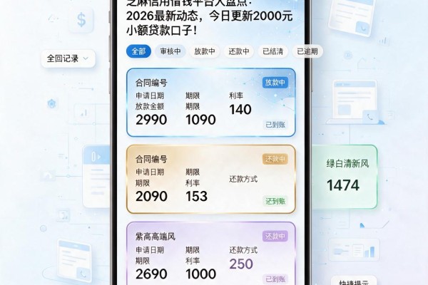 芝麻信用借钱平台大盘点：2026最新动态，今日更新2000元小额贷款口子！