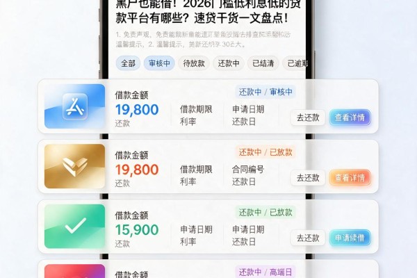 黑户也能借！2026门槛低利息低的贷款平台有哪些？速贷干货一文盘点！