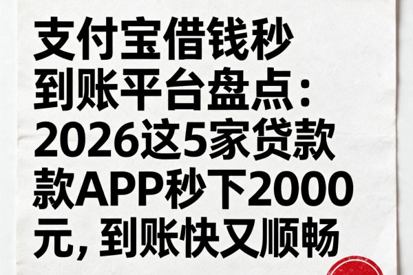 支付宝借钱秒到账平台盘点：2026这5家贷款APP秒下2000元，到账快又顺畅