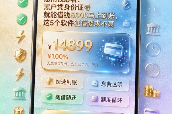 急用钱必看！黑户凭身份证号就能借钱5000马上到账，这5个软件征信要求不高