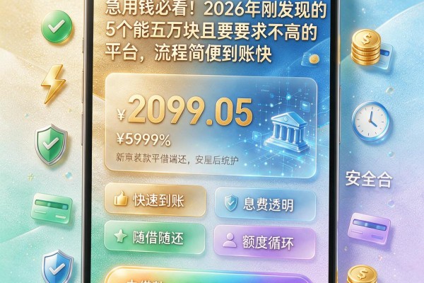 急用钱必看！2026年刚发现的5个能借五万块且要求不高的平台，流程简便到账快