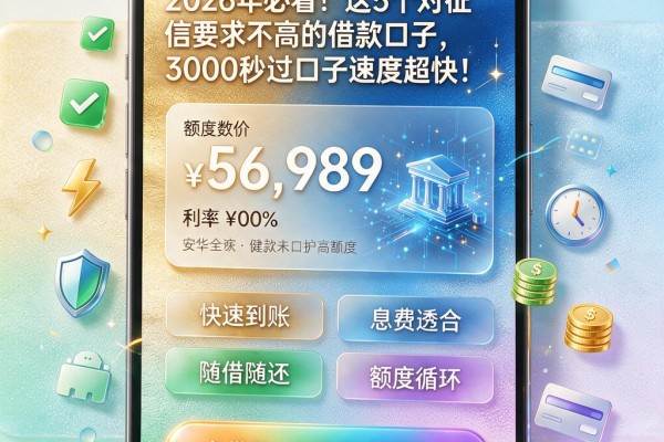 2026年必看！这5个对征信要求不高的借款口子，3000秒过口子速度超快